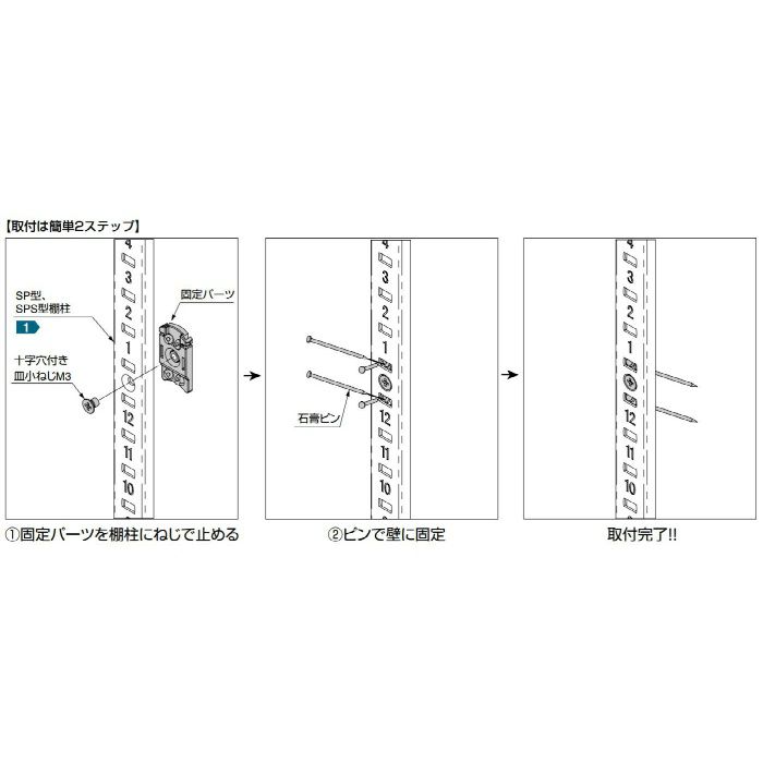 ランプ印 石膏ボード用棚柱固定パーツ SPSK型 SP・SPS型用 SPSKD【アウンワークス通販】